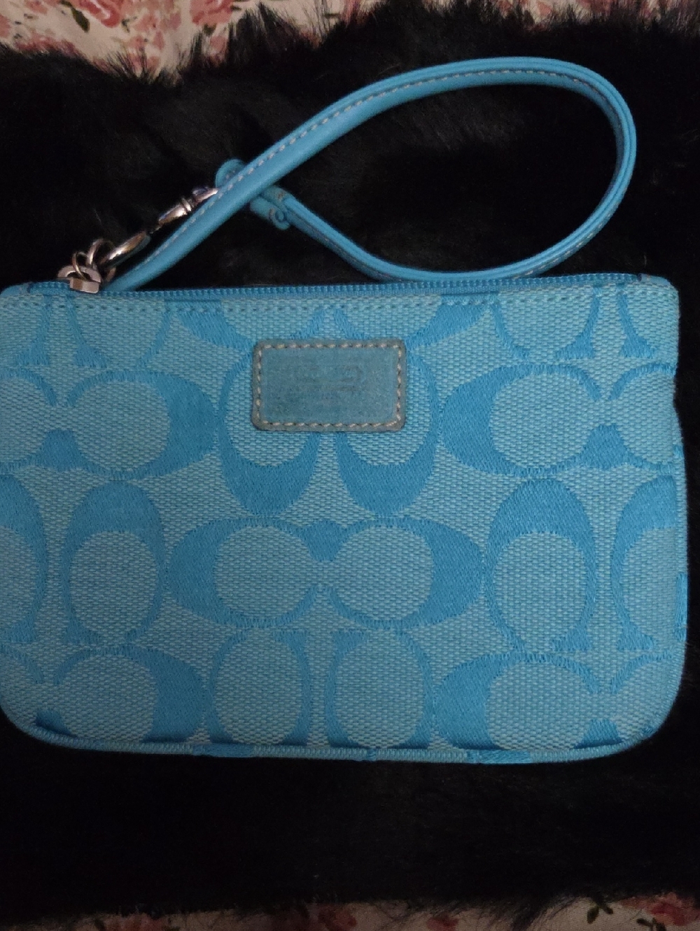 Coach Light Blue Signature Wristlet